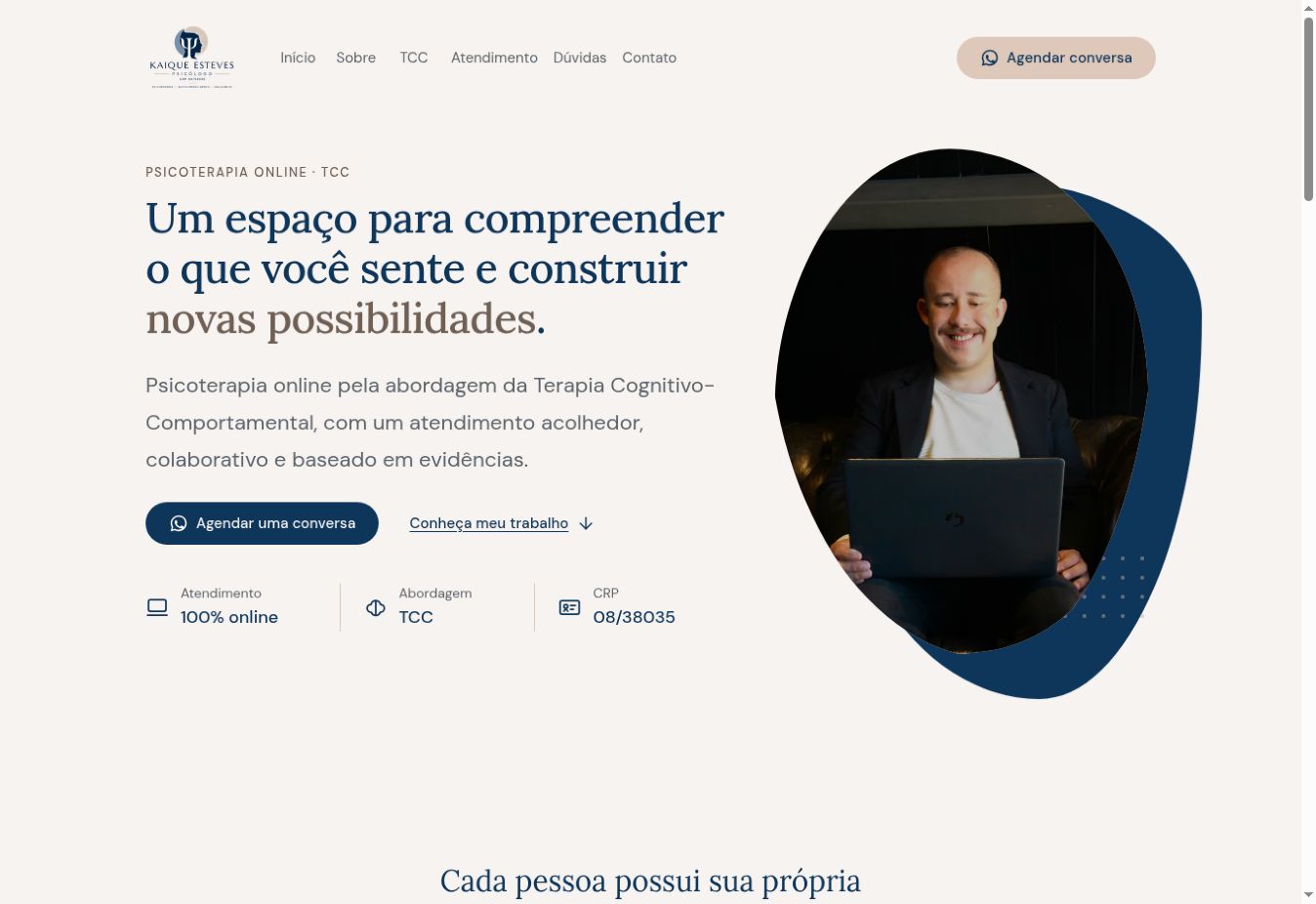 Página inicial do projeto Psico Kaique
